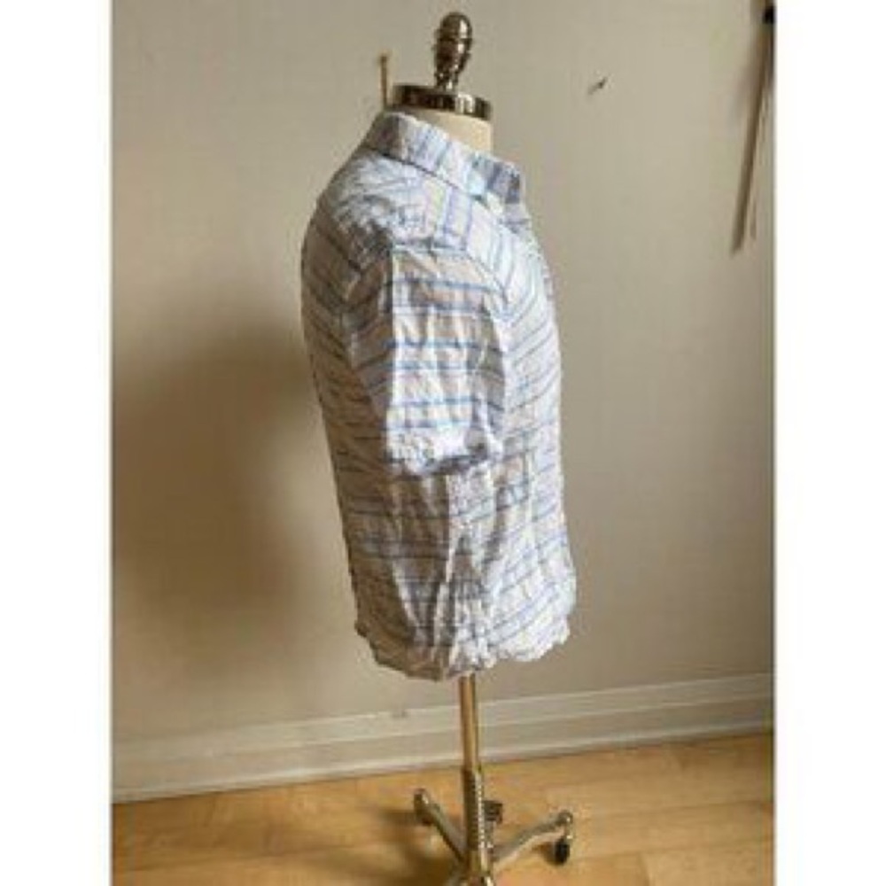 Ben Sherman White Short-Sleeve Button-Down with Blue and Yellow Plaid Accents - Picture 3 of 6